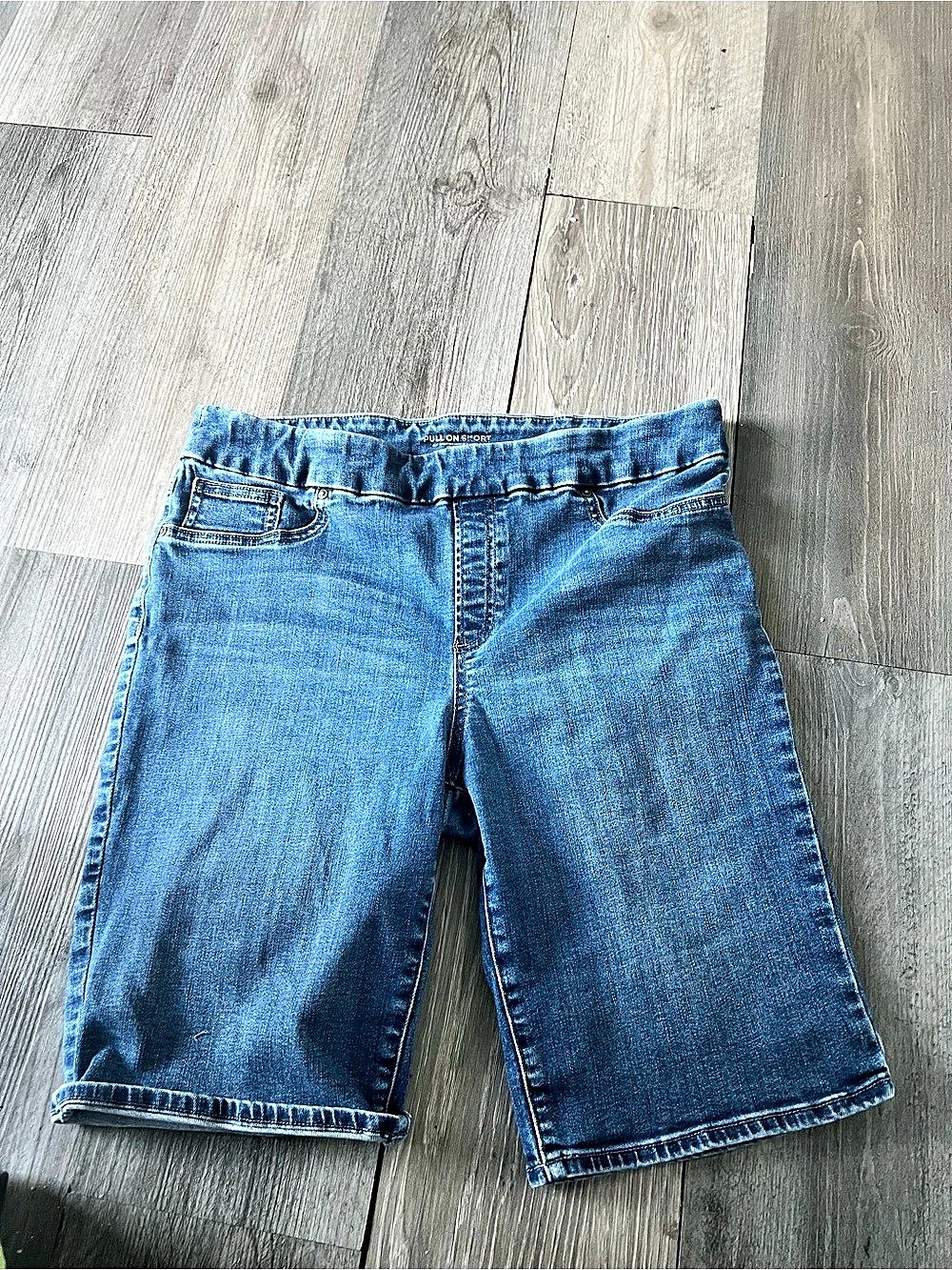Pull on Size 10 Blue Denim long Shorts